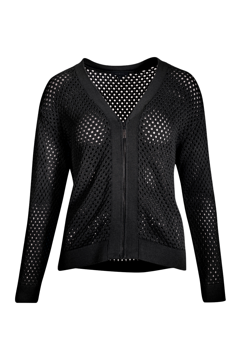 Lochstrick-Strickjacke