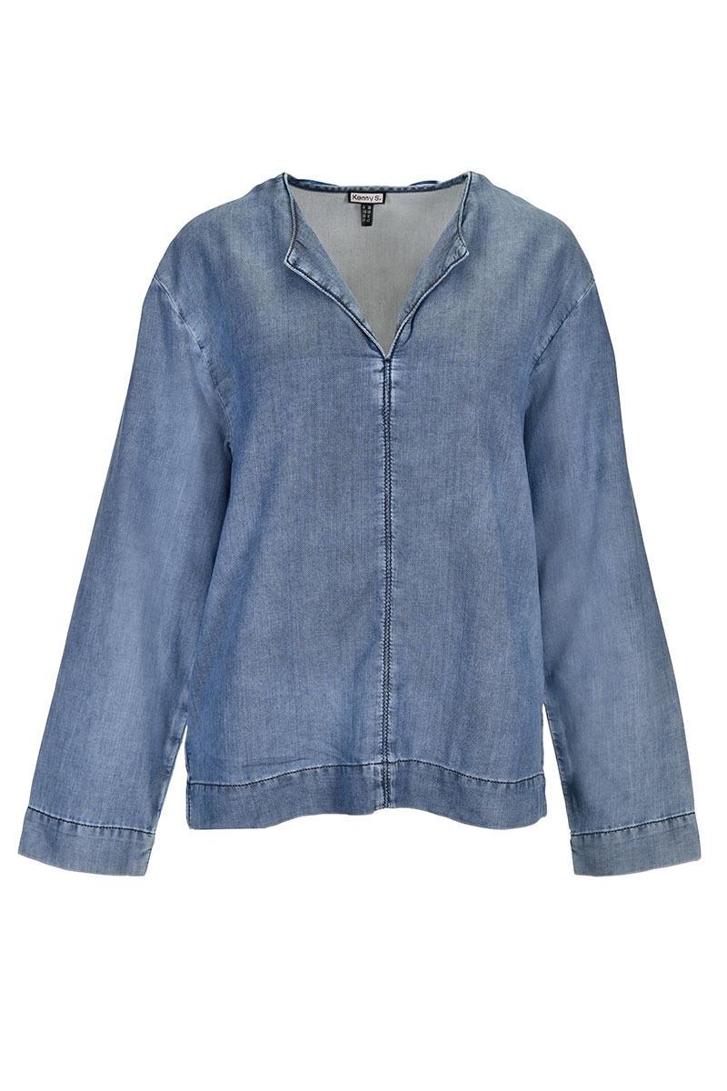 Schlupfbluse Denim-Look