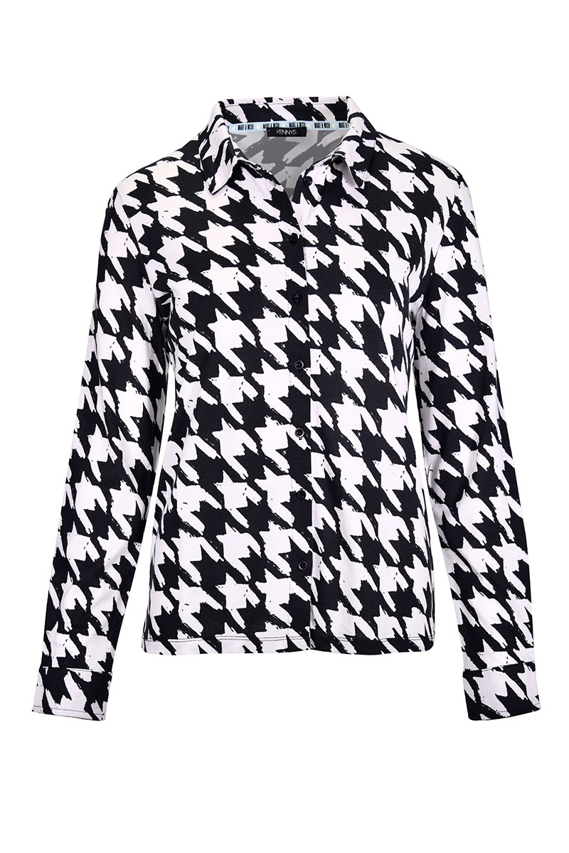 Jerseybluse Hahnentritt