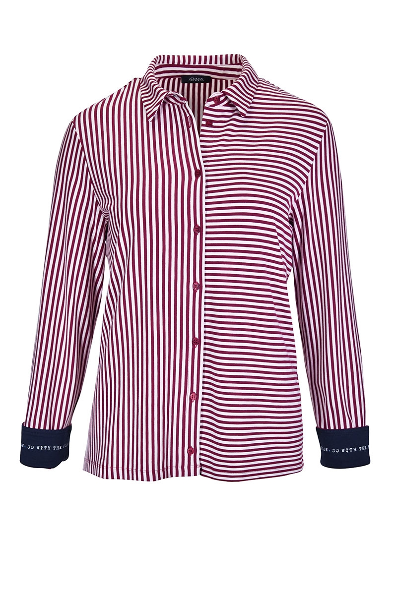 Jerseybluse mit Streifen