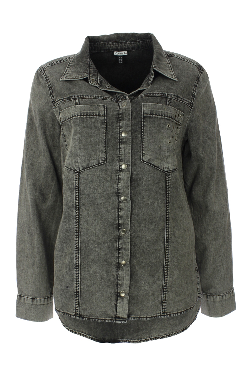Denim-Look Hemdbluse